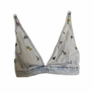 Urban Outfitters Floral Embroidered Bralette - Light Blue